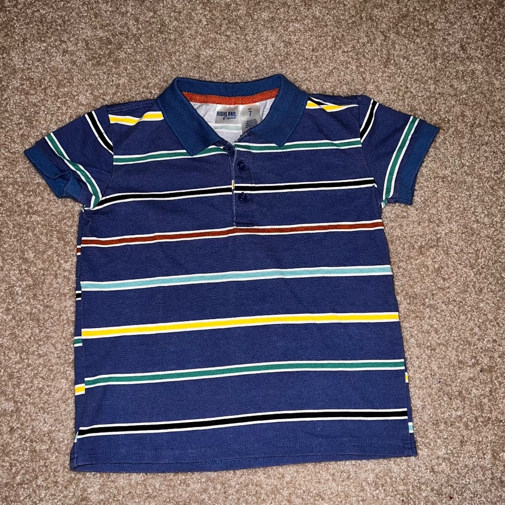 BOY’S SIZE 7, 3-button striped izod style shirt school uniform style possible.